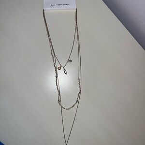 LOFT Gold Layered Necklace with Geometric Charms